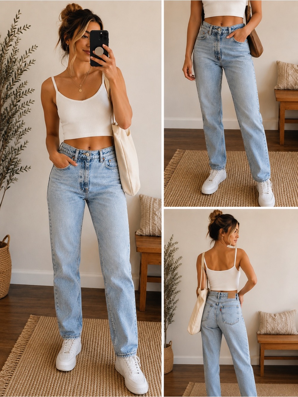 Topshop Light Blue High-Rise hour glass Straight Jeans - Women Size 26